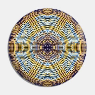 Weave Mandala Blue and Yellow Pin