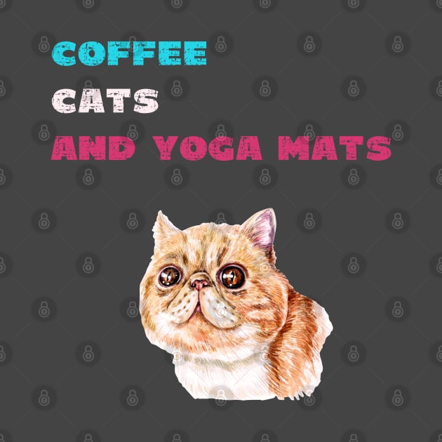 Coffee cats and yoga mats funny yoga and cat drawing by Red Yoga