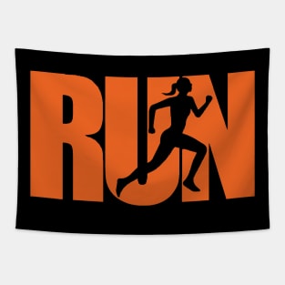 RUN orange Tapestry