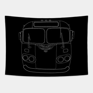 Flxible Clipper 1950 Bus Front View Timeless Art Deco Design White for dark colored backgrounds T-Shirt Tapestry