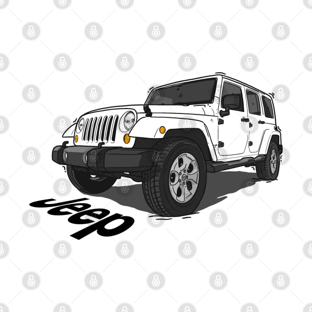 Jeep Wrangler - White by 4x4 Sketch