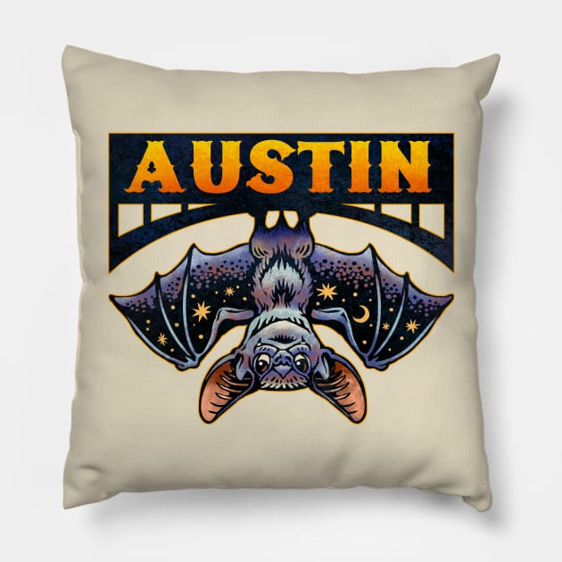 Austin Bat Pillow by ChetArt