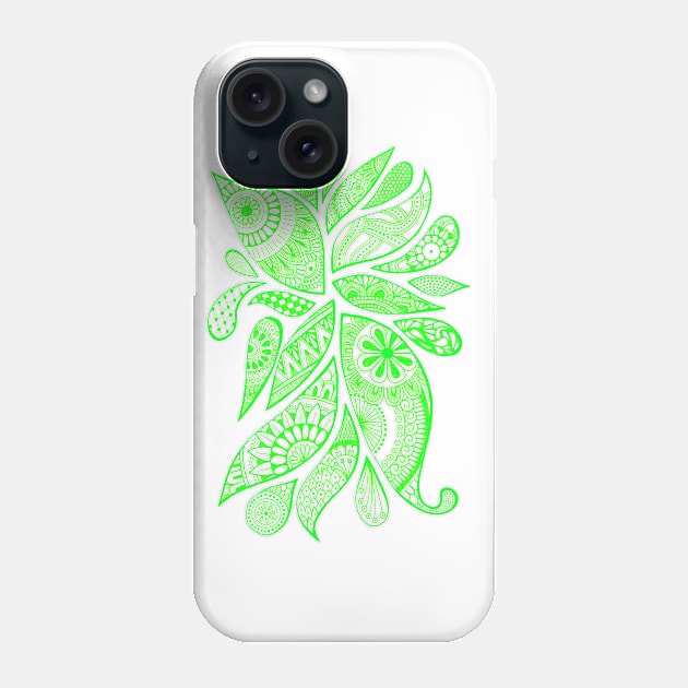 Abstract Zentangle Swirls Design (green on white) Phone Case by calenbundalas