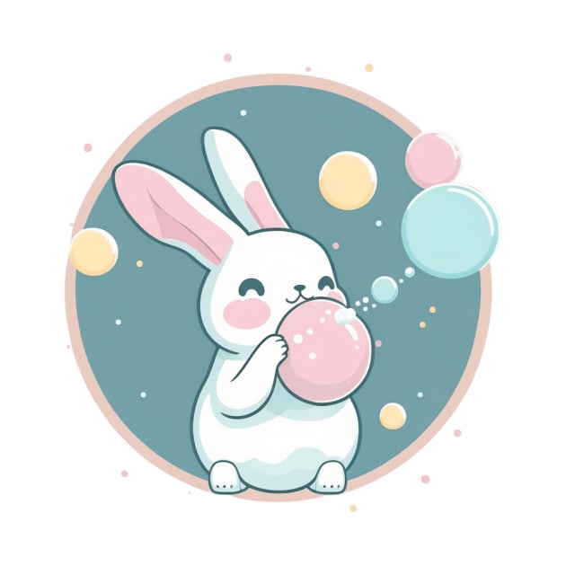 Cute Rabbit Bunny Blowing Bubble Gum Easter Day by Kertz TheLegend