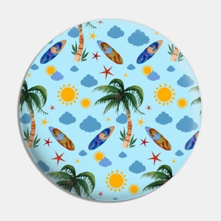 Cute Summer Surfer Pattern Pin