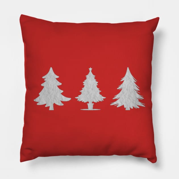 Snowy Christmas Trees, festive season design Pillow by F-for-Fab