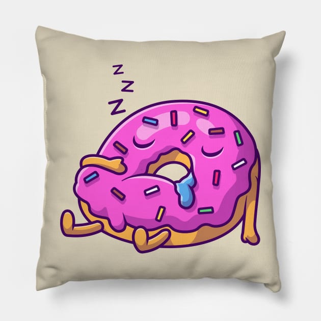 Cute Doughnut Sleeping Cartoon Pillow by Catalyst Labs