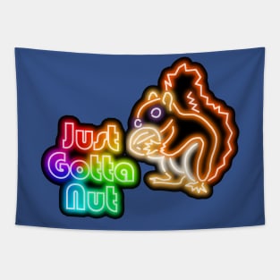 Rainbow Neon Squirrel Just Gotta Nut Bar Sign Top Left Tapestry