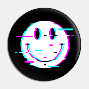 Acid House Glitched Smiley Pin