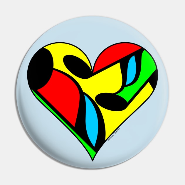 Mulitcolored Music Note Heart Pin by Barthol Graphics