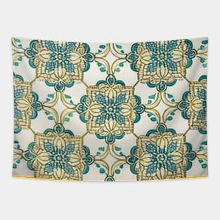 Floral Mosaic Tile Pattern - History Inspired Tapestry