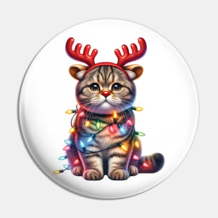 Christmas Red Nose Scottish Fold Cat Pin