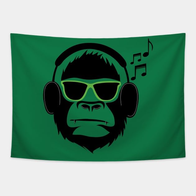 Jamming Gorilla- Green Tapestry by ACGraphics