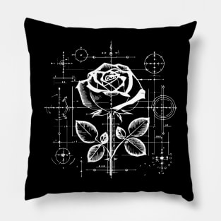 rose blueprint tattoo Pillow