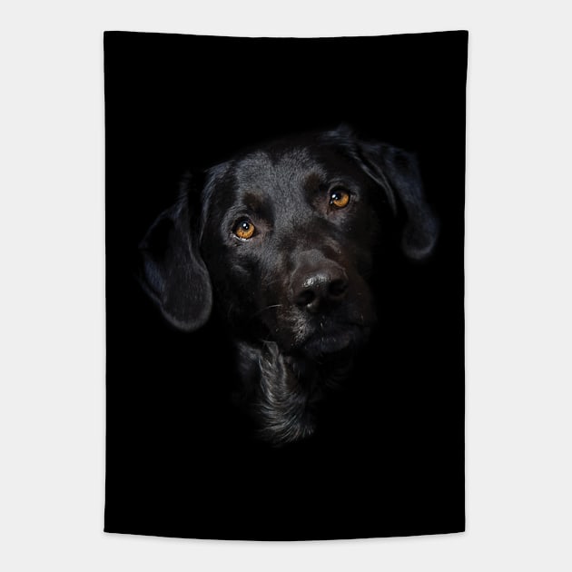 Labrador - Black Labrador Face Tapestry by Kudostees