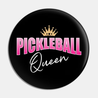 Pickleball Queen Pink And White With Gold Crown Pin