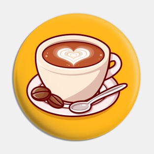 Coffee Time Cartoon Vector Icon Illustration Pin