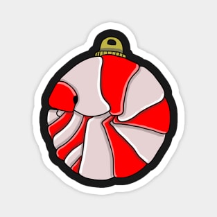 white and red isopod bauble Magnet