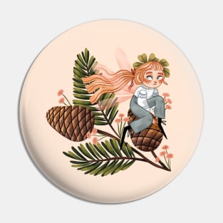 Pine Cone Fairy Pin