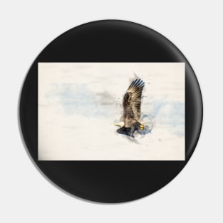 Watercolor Bald Eagle in Flight Pin
