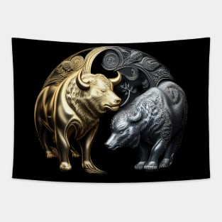 Gold and Silver Bears Tapestry