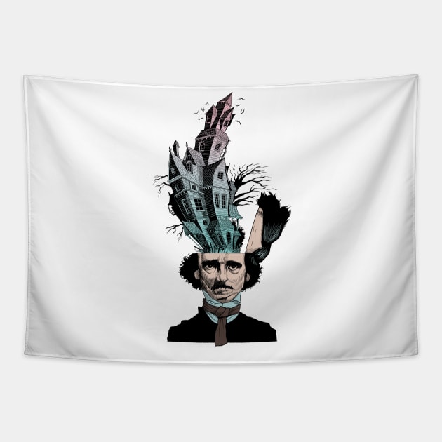 Edgar Allan Poe - imaginations Tapestry by RudeOne