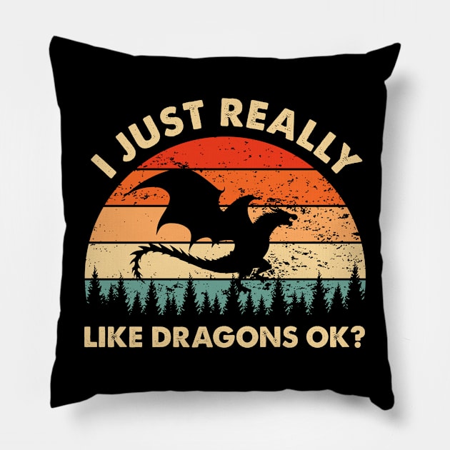 I Just Really Like Dragons OK Funny Dragon Lover Pillow by FrancisDouglasOfficial