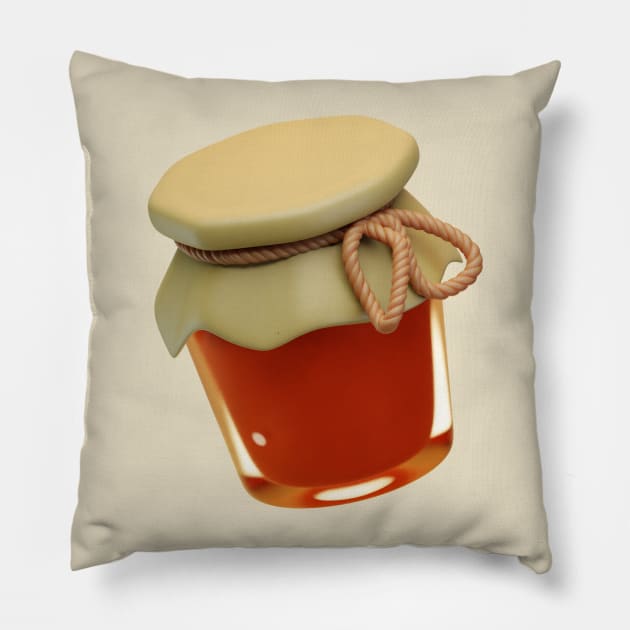 3D Illustration Honey Jar Pillow by Impurefect