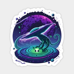 Alien Dancing On A Galactic Vinyl Record Magnet