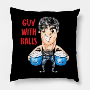 Guy with Balls: Humorous Chicken Eggs Bucket Pillow