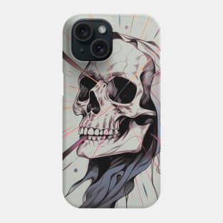 An Ink Illustration of a Skull Phone Case