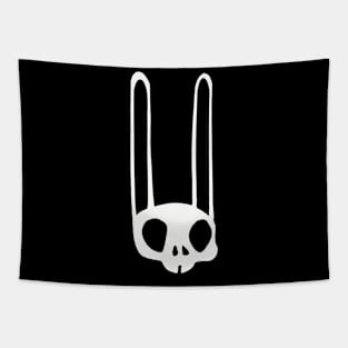 White Bucktooth Bunny Skull Tapestry