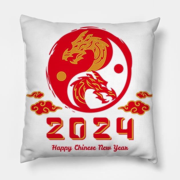 2024 Year of the Dragon, Hello 2024, New Years Eve Shirts, Chinese New Year 2024, Christmas Gifts 2023 Pillow by sarcasmandadulting