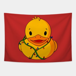 Christmas Light Rubber Duck Tapestry