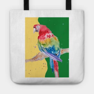 Parrot Watercolor Painting Macaw - Yellow Green Tote