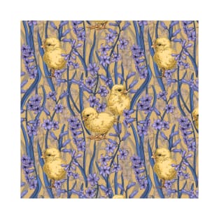 Chickens and hyacinths on yellow T-Shirt