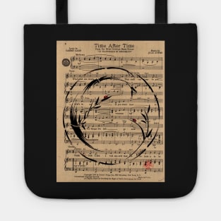 Time After Time - Sumie Enso Ink Brush Painting on Vintage Sheet Music Tote