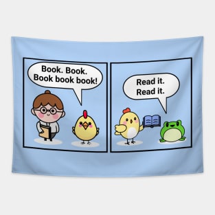 "A chicken walked into a library" joke Tapestry