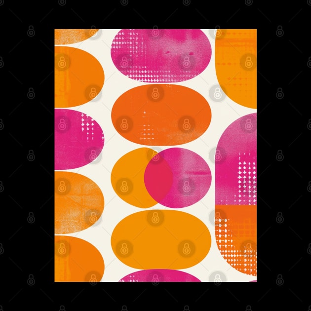 Retro 70s Orange Pink Abstract by Trippycollage