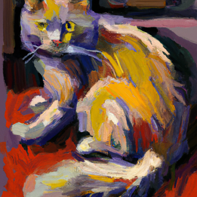 Painting of a Cat in the Style of Cezanne Kids T-Shirt by Star Scrunch