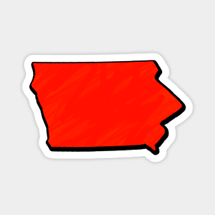 Bright Red Iowa Outline Magnet