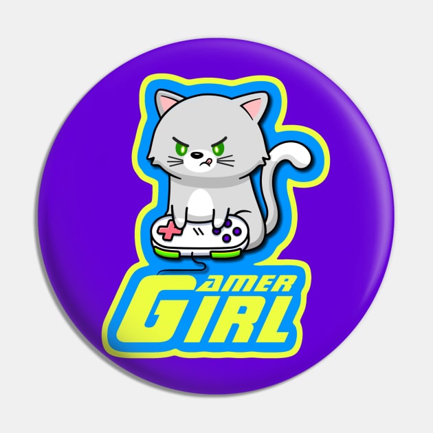 Gamer Girl Cat Pin by AlondraHanley