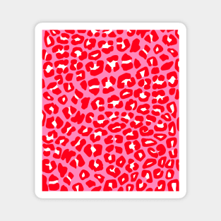Leopard Print, Pink and Red Magnet
