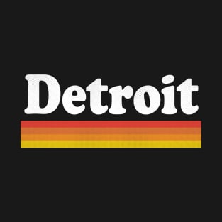 Detroit, Michigan - MI Retro Sunset and Text T-Shirt