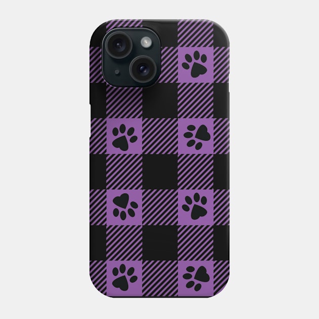 Purple Paw Print Plaid Phone Case by PLLDesigns