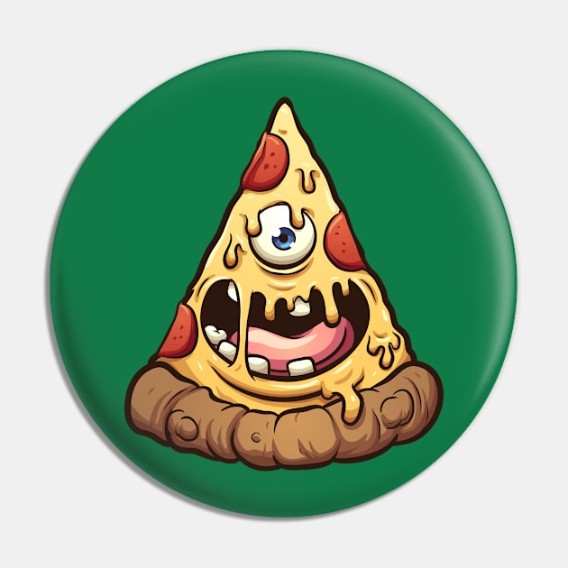 Pizza Monster Eye Pin by Mako Design 