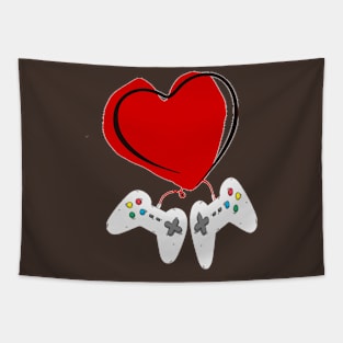 Video Gamer Heart Controller Valentine's Day Tapestry