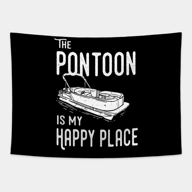 Pontoon boat is my happy place Tapestry by Lomitasu