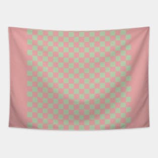 Wonky Checkerboard, Pink and Green Tapestry