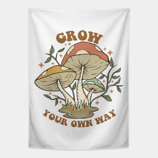 Cottagecore mushroom retro motivational Tapestry